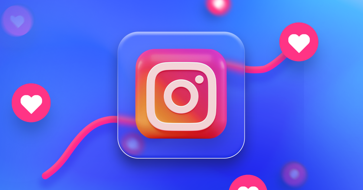 Instagram logo and heart icons