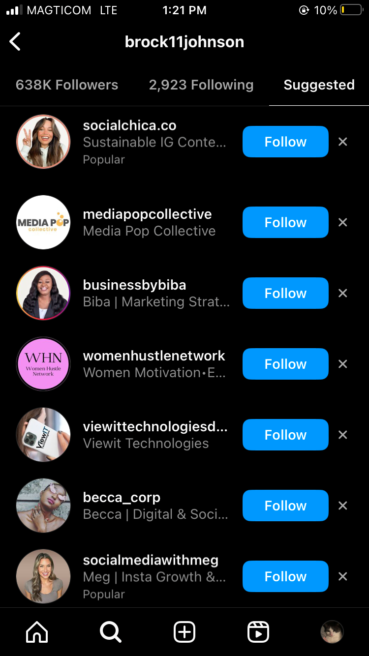 instagram suggested accounts