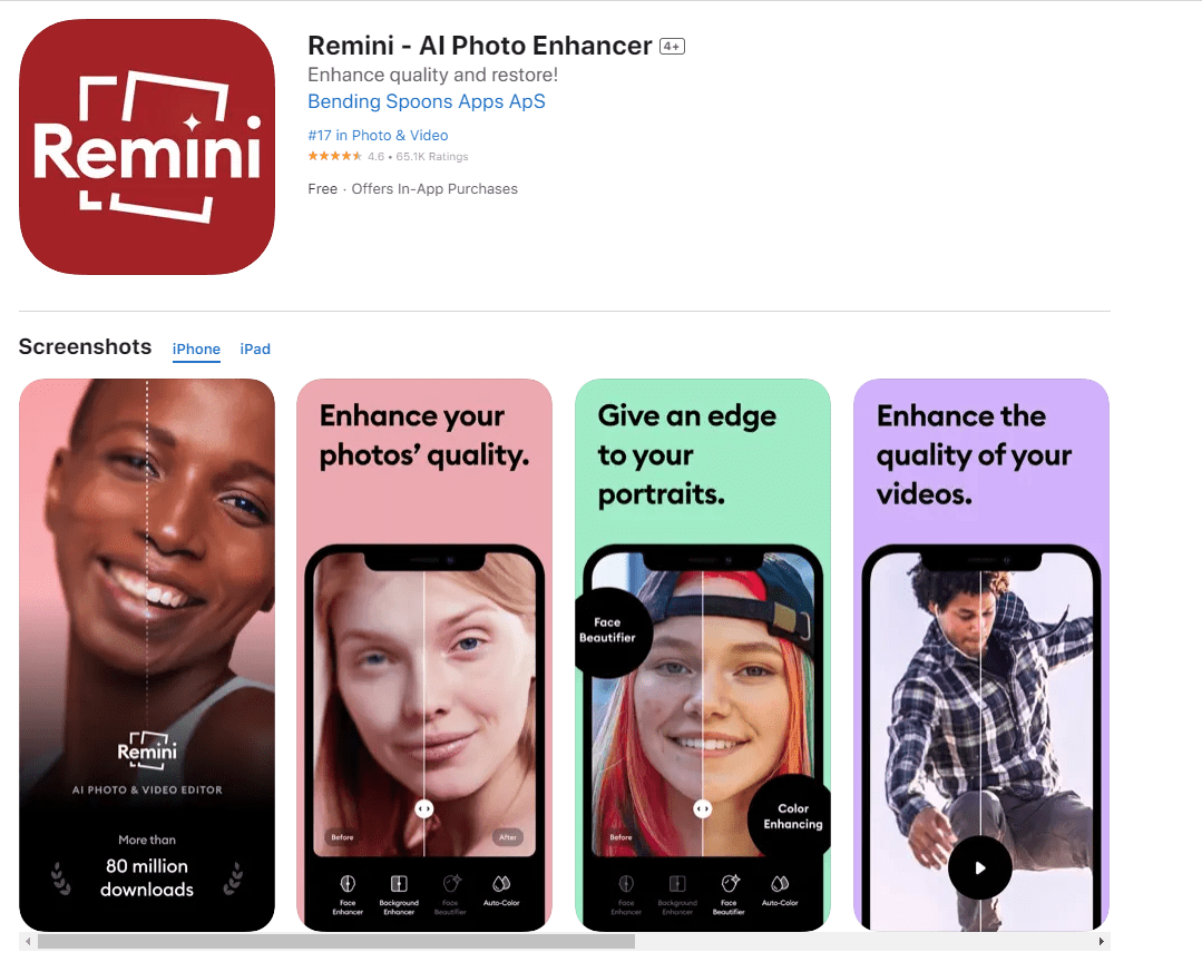 remini photo editor - app store